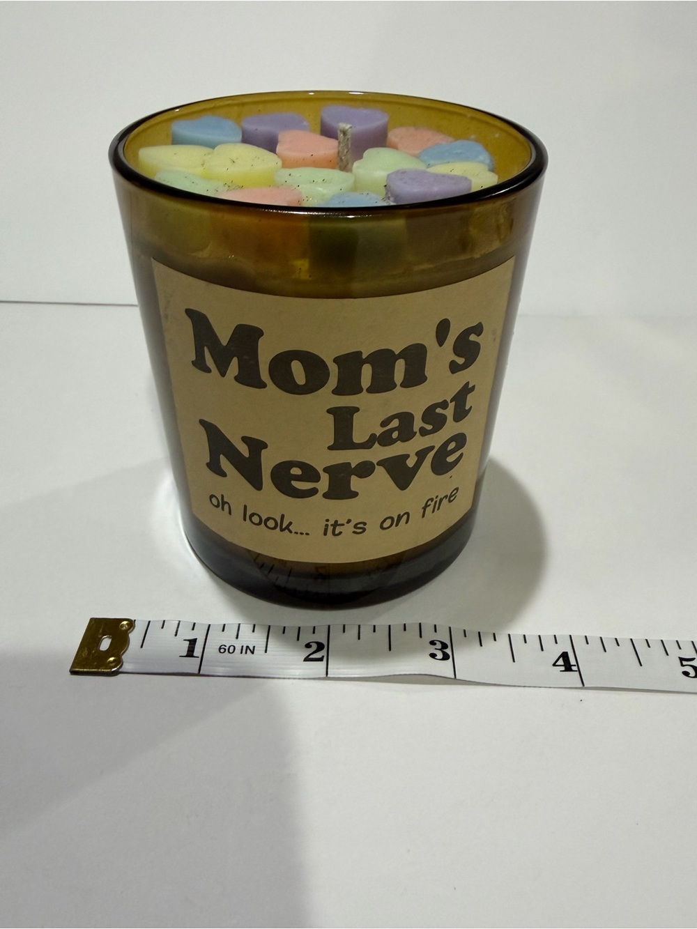 Mom’s Last Nerve Funny Candle 10 oz Lavender Mom Gift Novelty Heart Wax NEW